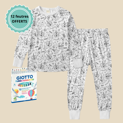 Pyjama enfant à colorier – 2 pièces │ Glaces
