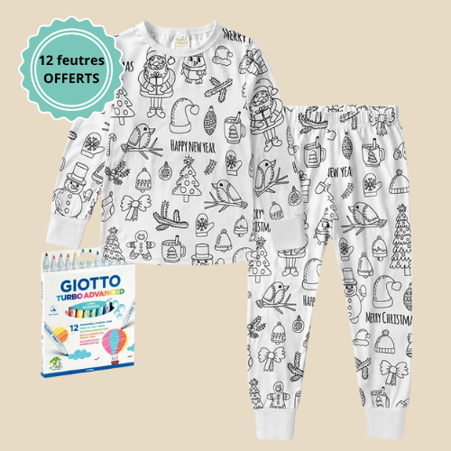 Pyjama enfant à colorier – 2 pièces │Hiver