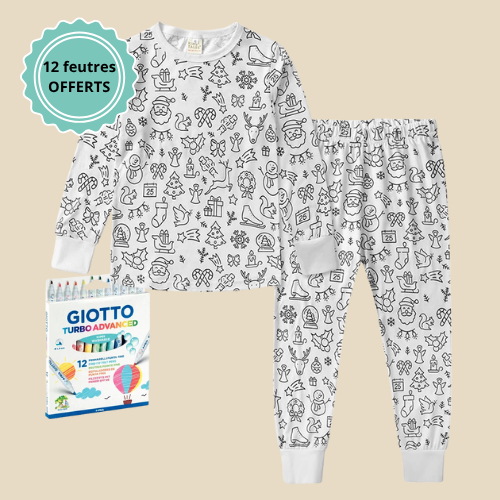 Pyjama enfant à colorier – 2 pièces │ Noël