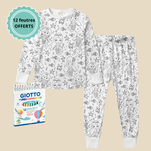 Pyjama enfant à colorier – 2 pièces │ Sirènes