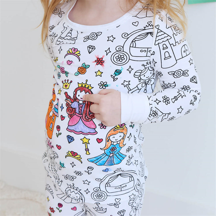 Pyjama enfant à colorier – 2 pièces │ Princesses